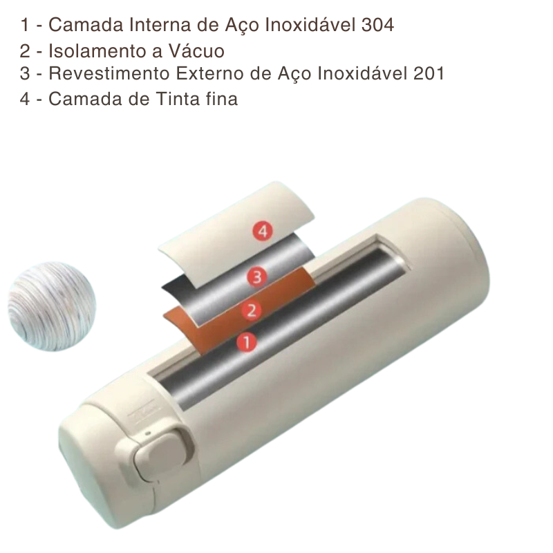 Garrafa Térmica de Aço Inoxidável - Isolada a Vácuo