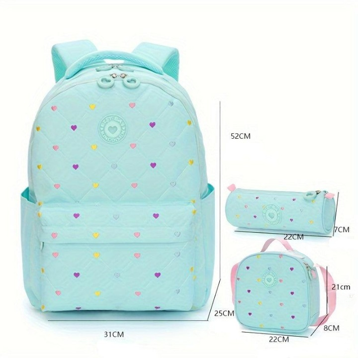 Kit Escolar Coração - Mochila, Lancheira e Estojo