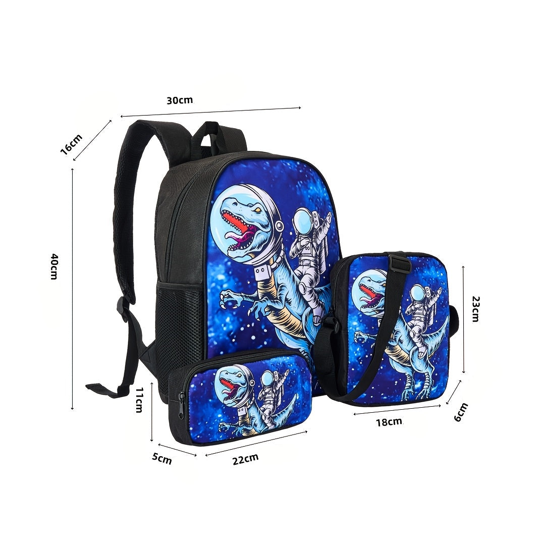 Kit Escolar com Estampa Astronauta e Foguete - Mochila, Lancheira e Estojo