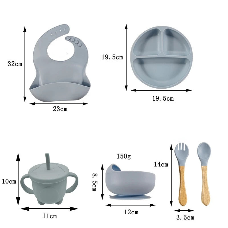 Conjunto de utensílios silicone infantil